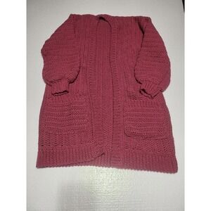 Homemade 2XL Tall Pink Cardigan with Pockets 100% Acrylic